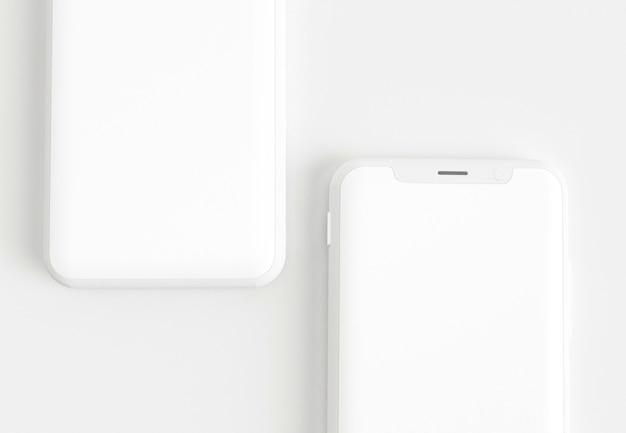 Foto ilustração 3d render mão segurando o smartphone branco com tela cheia e quadro moderno menos desi