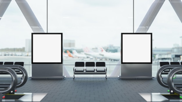 Ilustração 3D Render Outdoor em branco no corredor do aeroporto Útil para sua publicidade