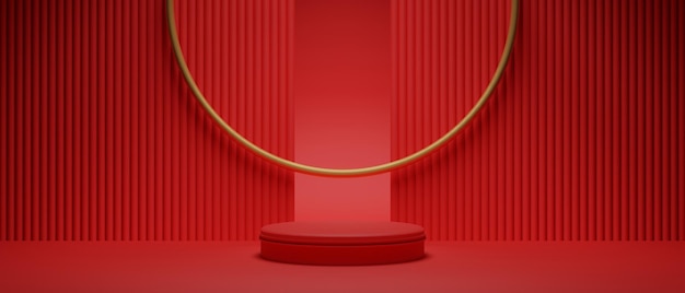 Ilustração 3D renderização de cena fundo abstrato para feliz Natal elemento de decoração de férias papel de parede vermelho pano de fundo