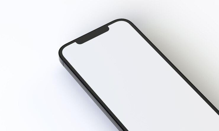 Ilustração 3d renderização de retângulos isométricos simulando um telefone em um espaço 3d com espaço em branco