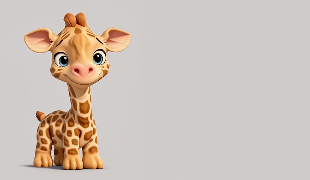 ilustração 3D renderizada de personagem de desenho animado de girafa isolada em fundo cinza