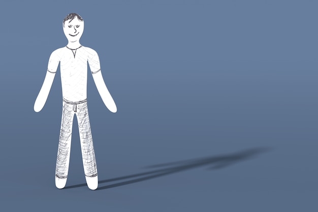 Ilustração 3D renderizada de um cara de desenho animado