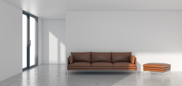 Ilustração 3D renderizando grandes interiores brilhantes modernos de luxo Computador de maquete de sala de estar digitalmente