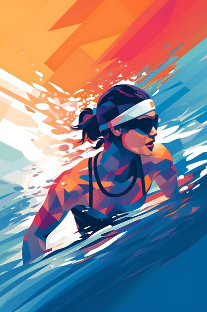 Foto ilustração 400 metros individual medley versatilidade e resistência harmonio flat 2d sport art poster