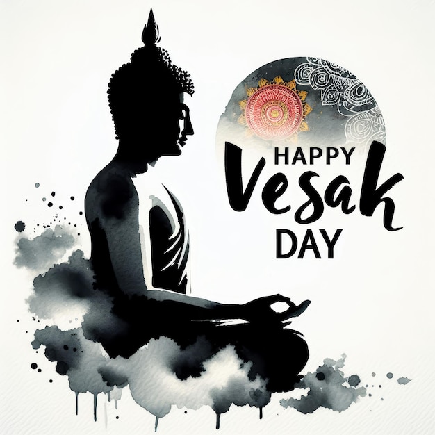 Foto ilustração a aquarela de meditação de buda para o feliz dia de vesak