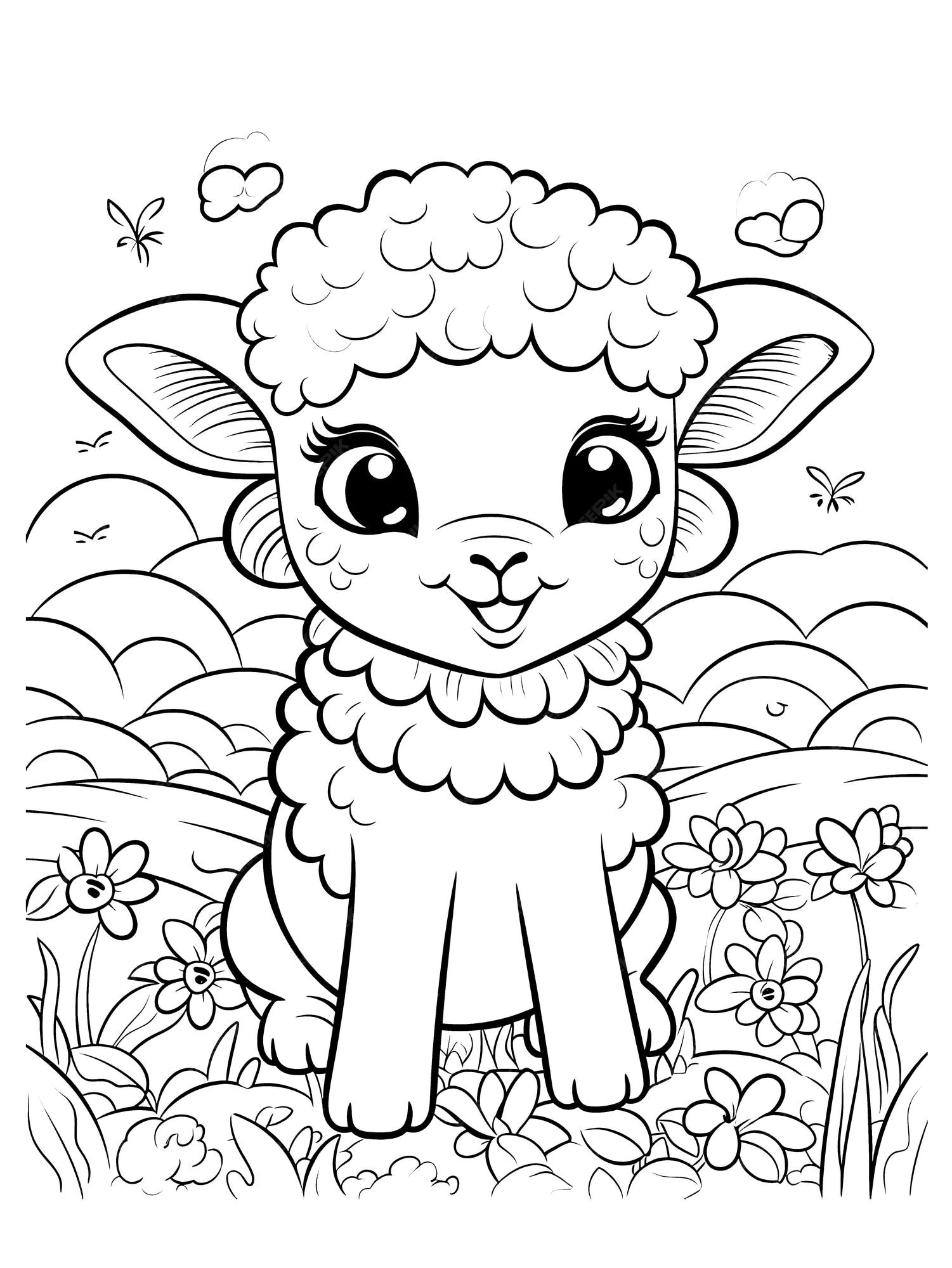 Desenho de Animais Para Colorir de Ovelha