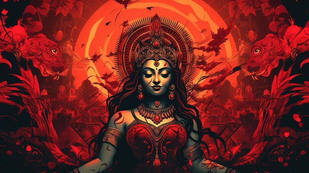 ilustração abstrata de durga puja