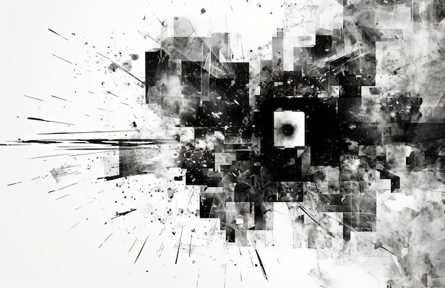 ilustração abstrata de estilo de arte grunge em preto e branco com textura grungy no de vídeo