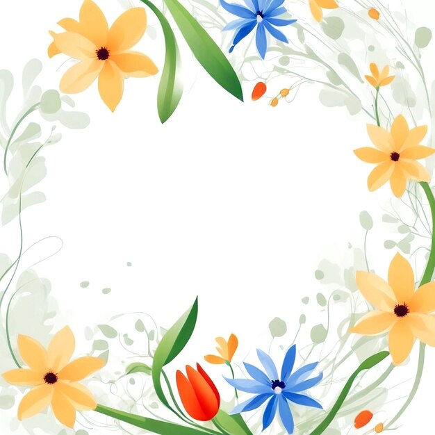 Ilustração abstrata de flores de primavera com fundo branco