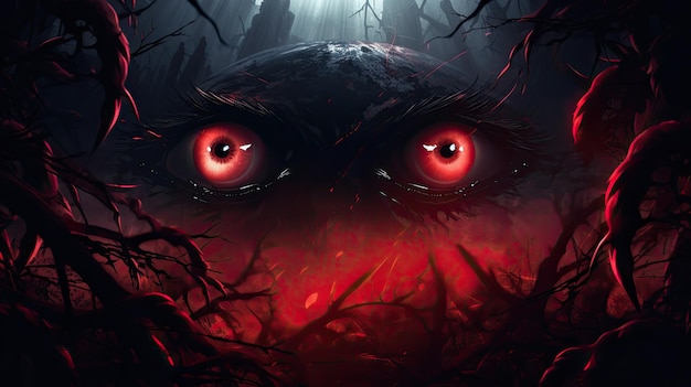 Ilustração abstrata de olho assustador olhando para o Dia do Dia das Bruxas