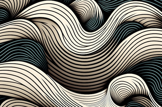 Ilustração abstrata de onda em estilo japonês