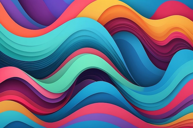 Ilustração abstrata de ondas de fundo fluentes coloridas