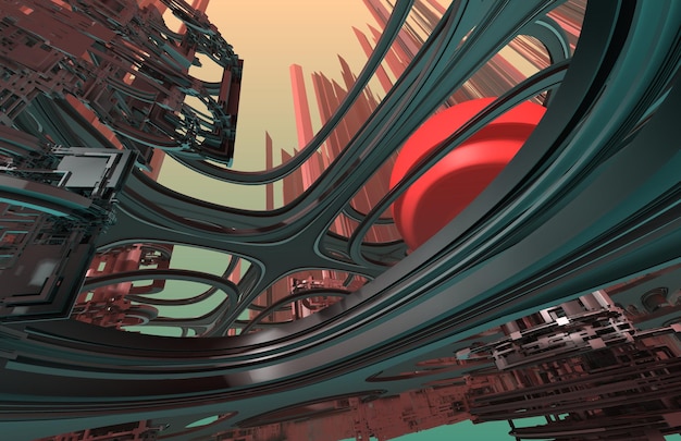 Ilustração abstrata do projeto 3D do Fractal gerado por computador do fractal matemático infinito do jogo