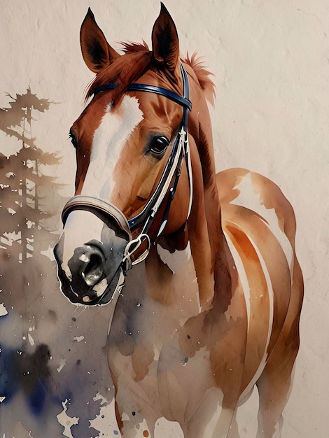 Foto ilustração acrílica de pintura de cavalo em aquarela