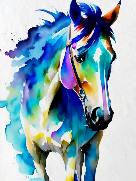 Ilustração acrílica de pintura de cavalo em aquarela