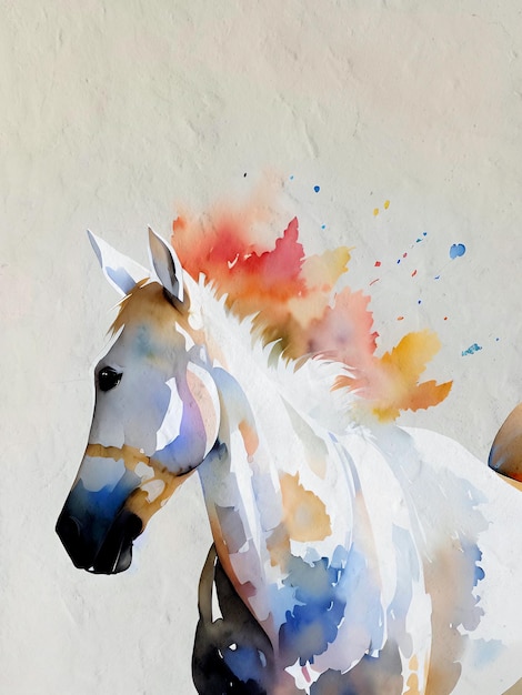 Ilustração acrílica de pintura de cavalo em aquarela