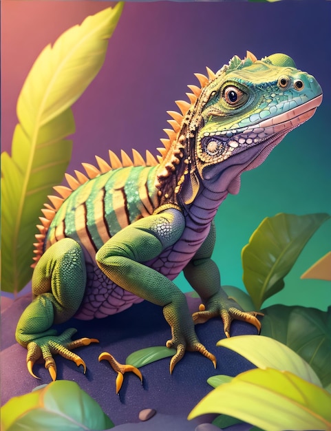 Ilustração Adorável Bonita De Iguana