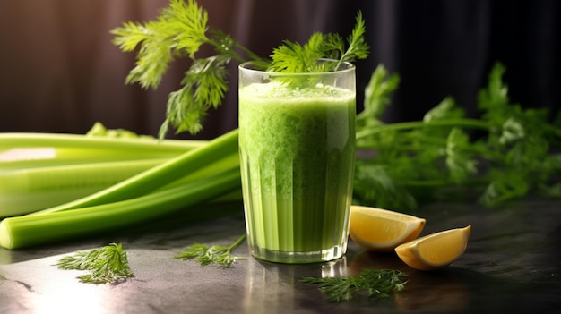 Ilustração AI gerativa Smoothie de azeitona vegetal bebida saudável verde espessa em um copo