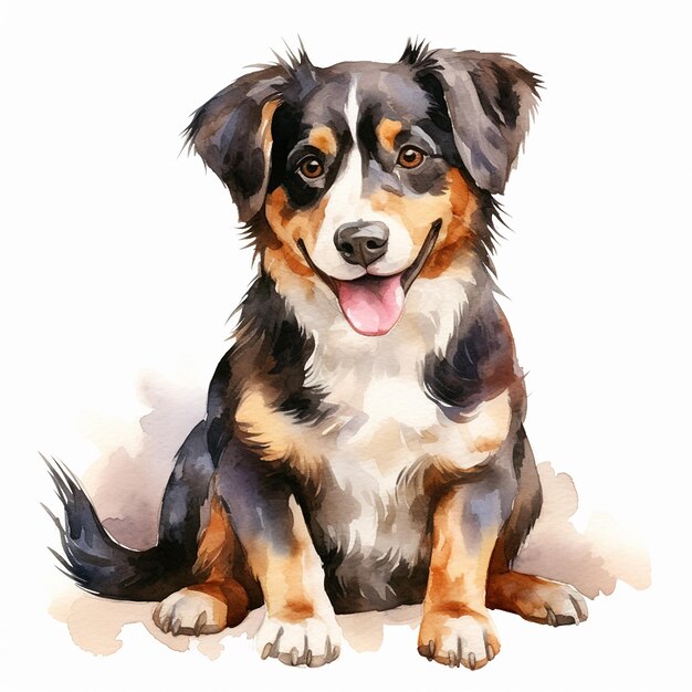 Ilustração alegre de cachorrinho em aquarela com espaço em branco