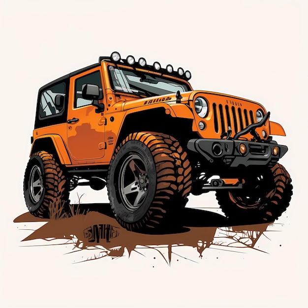 Ilustração amarela do Jeep Wrangler