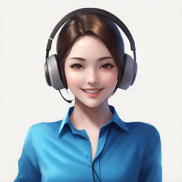 ilustração anime bela jovem mulher call center imagens com AI gerado