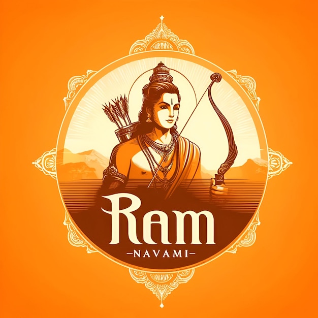 Ilustração antiga do Senhor Rama para a celebração de Ram Navami