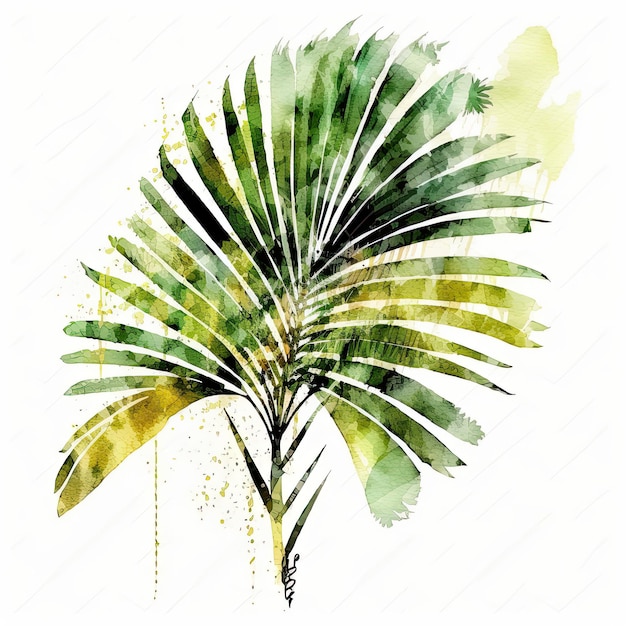 Ilustração Aquarela Palmeira Tropical AI GenerativexA