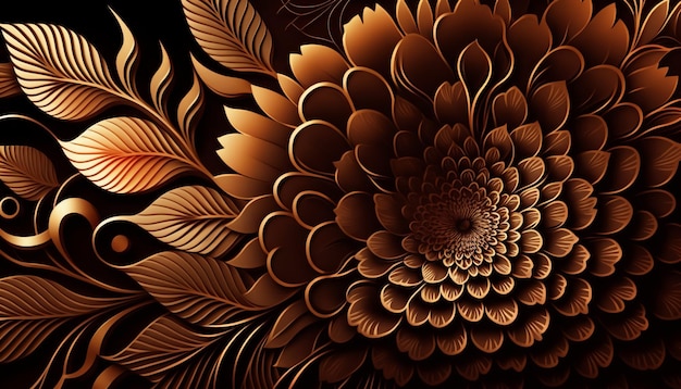 Ilustração arte flor padrão de fundoGenerative AI