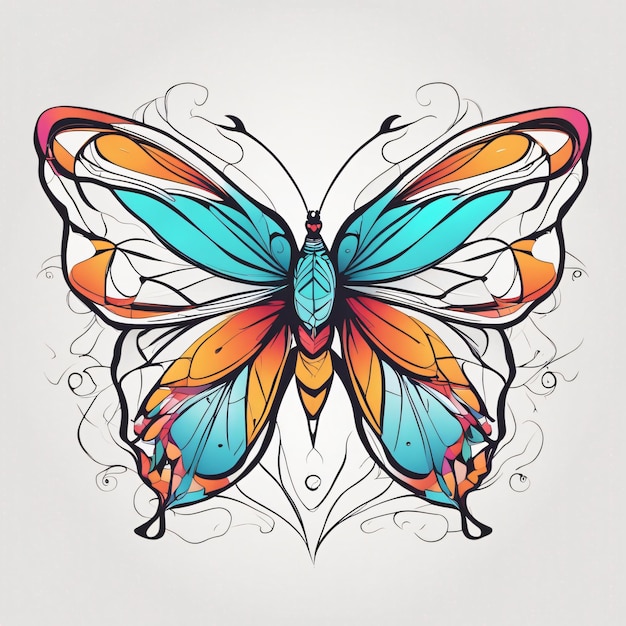 Ilustração artística de linhas de borboletas coloridas