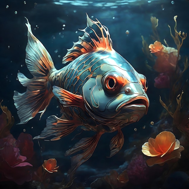 Ilustração artística de um peixe impressionante