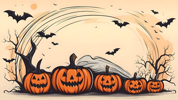 Ilustração assustadora de banner de Halloween com espaço de cópia