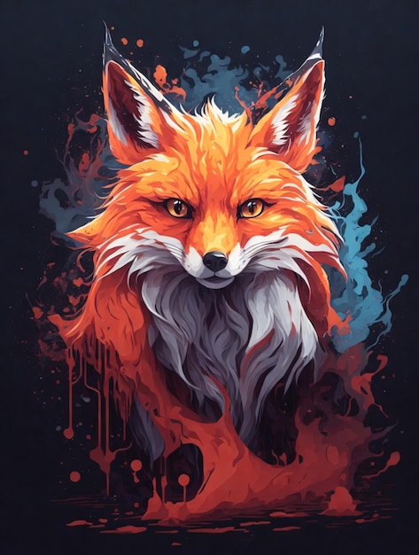Ilustração bonita da raposa vermelha para design de camiseta