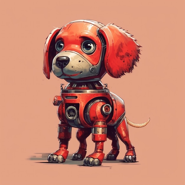 Ilustração bonita de um cão robô.