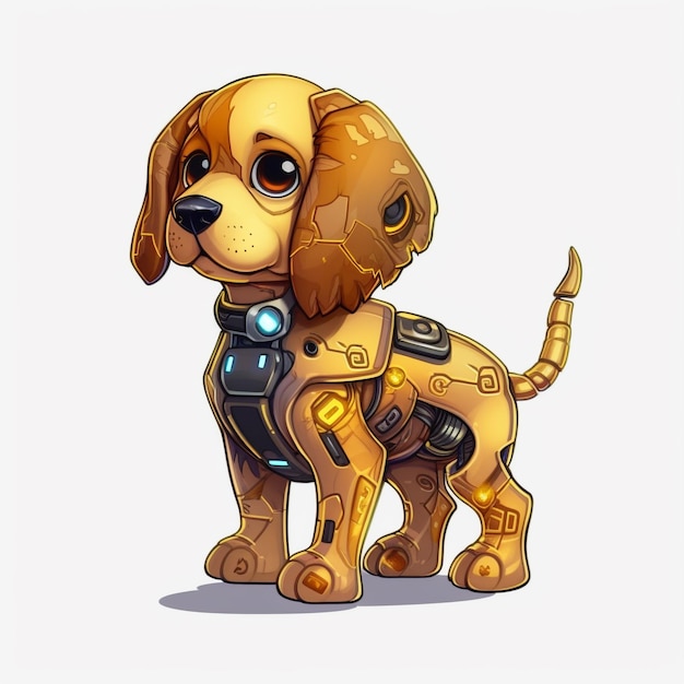 Ilustração bonita de um cão robô.