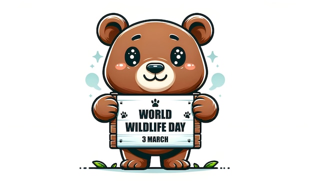 Ilustração bonita de urso para o Dia Mundial da Vida Selvagem