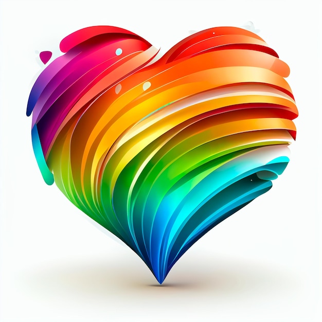 Ilustração bonita do coração do arco-íris com fundo isolado