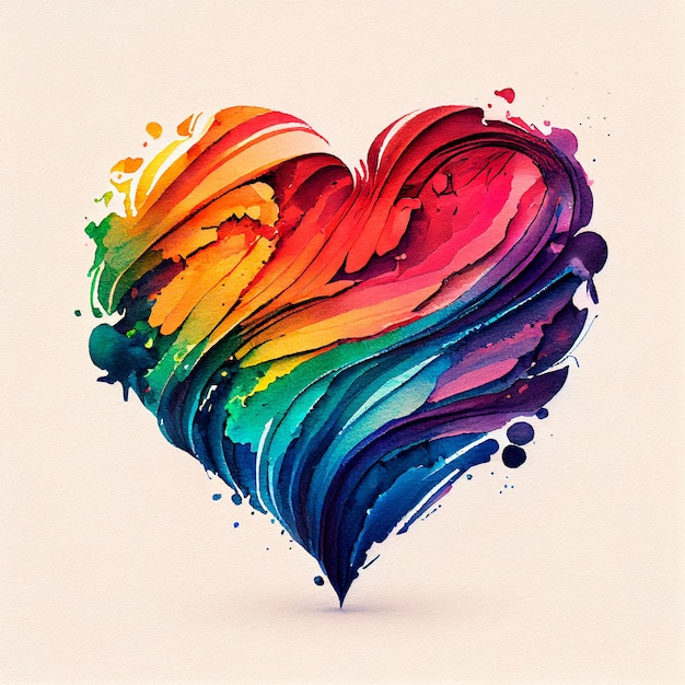 Foto ilustração bonita do coração do arco-íris com fundo isolado