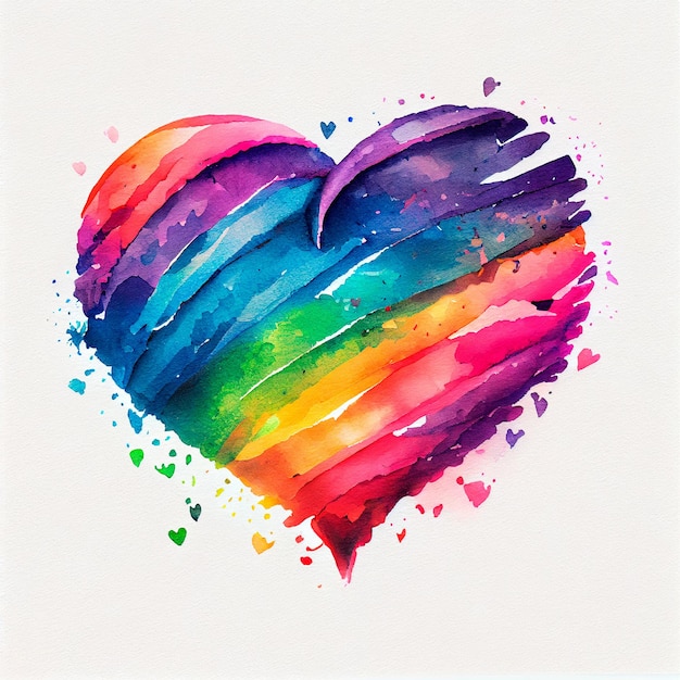 Ilustração bonita do coração do arco-íris com fundo isolado