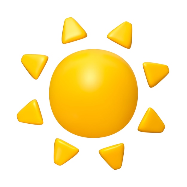 Ilustração bonita do Sol 3d render brilhante verão sol isolado desenho animado bonito sol 3d