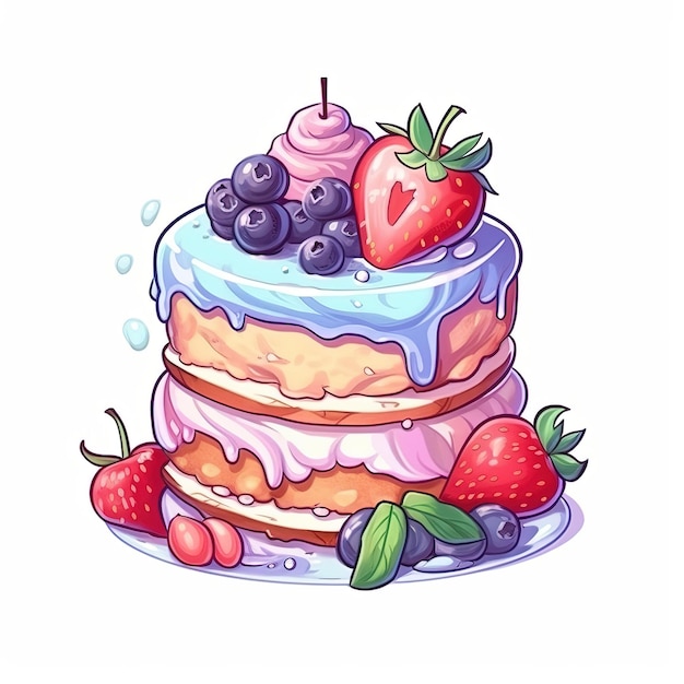 Colorido Delicioso Bolo Conjunto Desenho Animado Ilustração imagem vetorial  de ygstudio© 656013810