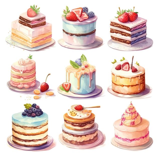 ilustração bonito conjunto de pedaço de bolo