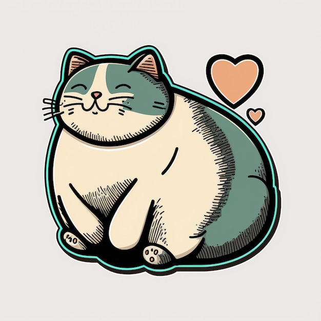 Ilustração bonito do cartão do gato dos namorados kawai