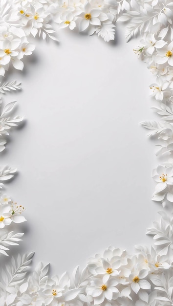 Foto ilustração botânica floral de flor branca em um desenho de cartão de casamento de fundo branco