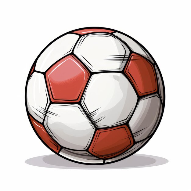 Ilustração brincalhona Bola de futebol animada brilha em tela branca pura