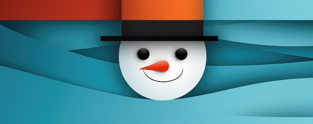Ilustração cabeça de boneco de neve em uma paisagem de inverno espaço de cópia de bandeira Generative ai