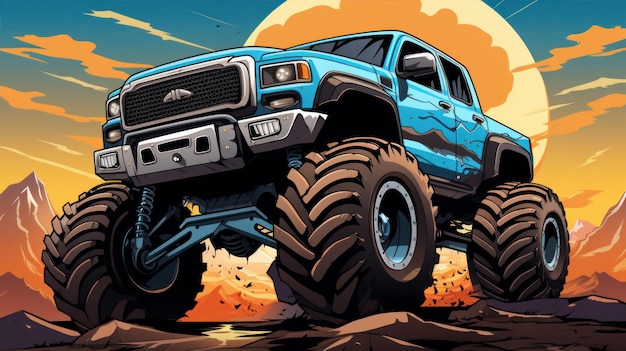 ilustração caminhão 4x4 monster truck