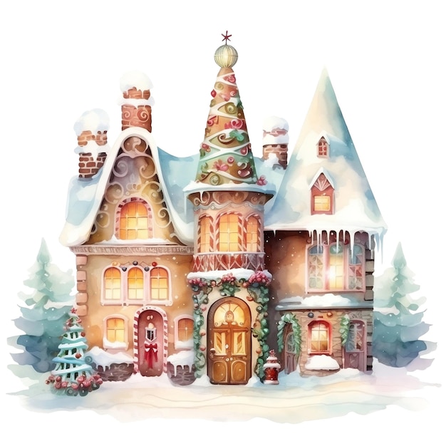Ilustração caprichosa de vilas natalinas