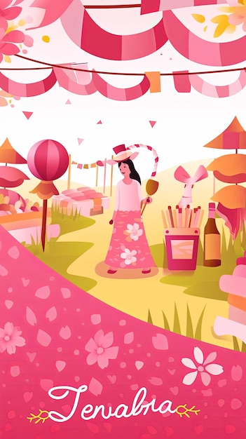 Foto ilustração cartaz festa junina em rosa