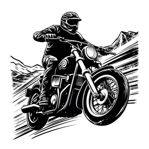 Ilustração clássica de motocicleta em preto e branco gerada por ia imagem