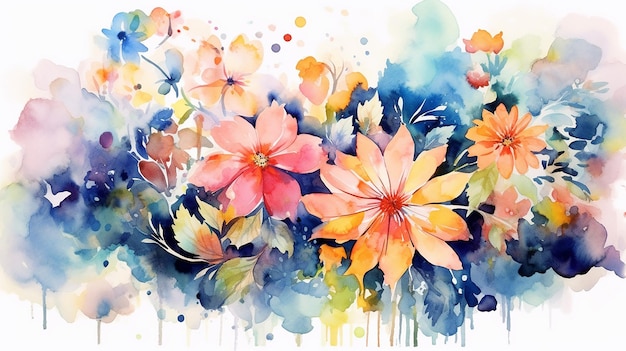 Ilustração colorida abstrata flor arte Generative AI